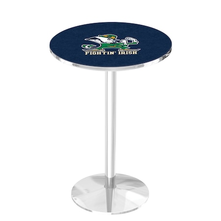 Holland Bar Stool Co 36" Chrome Notre Dame Leprechaun Pub Table, 36" dia. Top L214C3636ND-Lep